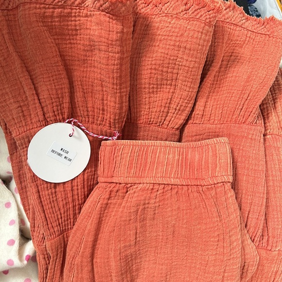 Umgee Orange Rust Wide Leg Ruffle Layered Hem Pants size M - Picture 14 of 14